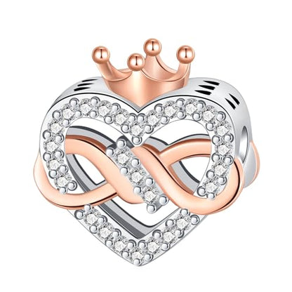 925 Sterling Silver Charms fits Bracelets and Necklace Pendant Bead Charms Jewelry Gift for Women Family Friends - style: Queen in My Heart Charm