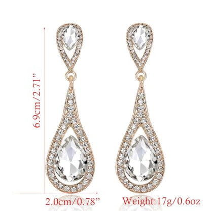 Elegant Crystal Rhinestone Teardrop Chandelier Wedding Bridal Dangle Drop Earrings - style: Style03