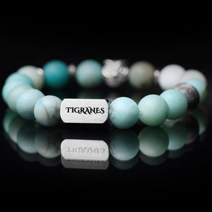 Tigranes Premium Natural Stone Bracelet Collection – Handmade Gemstone Jewelry in Luxury Branded Gift Box - style: Amazonite Beads 8mm