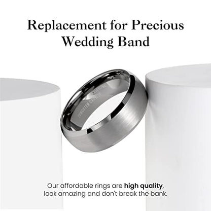King Will Wedding Band for Men Women, 2/4/6/7/8mm Domed Matte Brushed Tungsten Carbide Rings, Solid/Dual Color Engagement Rings, Comfort Fit - color: Gunmetal&Polished Edge-8mm