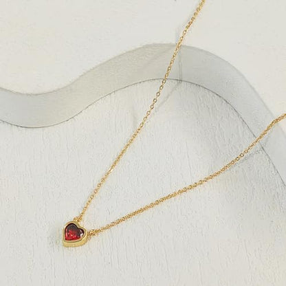 Zeffy Dainty Gold Heart Necklace for Women Trendy 14K Gold/Silver Plate Cute Heart Pendant Choker Necklaces Gold Love Heart Chain Necklace for Women Dainty Gold Jewelry Gifts for Women - style: Tiny Red Heart Necklace-Gold