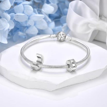 DALARAN Stopper Beads for Bracelets 925 Sterling Silver Clip Spacer Charm Bracelet Stoppers - style: 2Pcs White Charm Stoppers