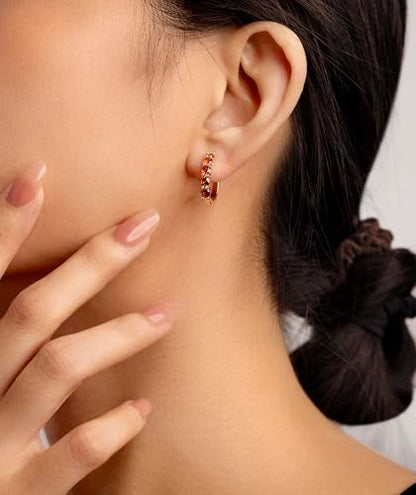 Evabelle Gold Hoop Earrings for Women 14K Real Gold Plated Cubic Zirconia Diamond Hoop Earrings Huggie Hoop Earring Women Earrings Earring for Men 925 Sterling Silver Post Hypoallergenic - color: Hoops 14-Red-14K Gold Plated