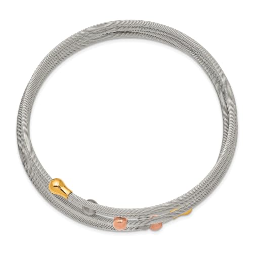 Chisel Flexible Coil Bangle in Rose & Yellow IP-Plated Stainless Steel