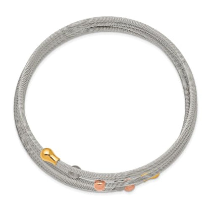 Chisel Flexible Coil Bangle in Rose & Yellow IP-Plated Stainless Steel