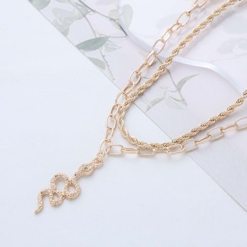 Boho Layered Snake Anklet Bracelet Gold Snake Dangle Ankle Bracelets Chunky Paperclip Chain Anklet Punk Double Layer Anklets Foot Chain Jewelry for Women - color: Gold