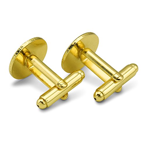 GRAPHICS & MORE Bible with Cross Christian Religious Round Cufflink Set Gold Color