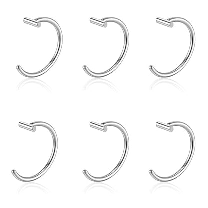 6Pcs Fake Lip Piercing Fake Lip Ring Cuff Stainless Steel Fake Snake Bites Clip on Ear Cuff Cartilage Earring Non Piercing Body Jewelry for Women Men - color: Silver