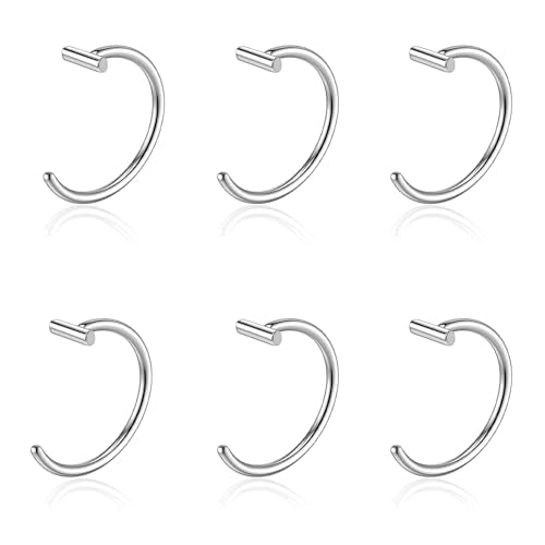 6Pcs Fake Lip Piercing Fake Lip Ring Cuff Stainless Steel Fake Snake Bites Clip on Ear Cuff Cartilage Earring Non Piercing Body Jewelry for Women Men - color: Silver