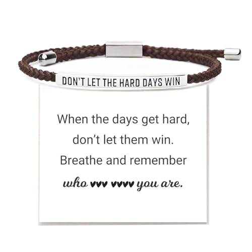 Frodete Dont Let The Hard Days Win Bracelet Inspirational Gifts for Women Adjustable Braided Tube Bracelet Gifts for Friends - color: A6:grey