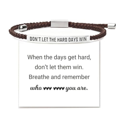 Frodete Dont Let The Hard Days Win Bracelet Inspirational Gifts for Women Adjustable Braided Tube Bracelet Gifts for Friends - color: A6:grey