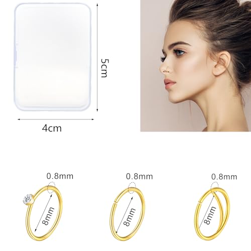 23-40 Pcs Gold Nose Rings & Studs - 18G & 20G Nose Piercing Jewelry - L Shape, Hoop & Screw Body Jewelry for Women & Men - color: Gold-C