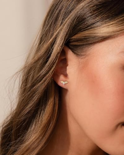 Flat Back Earrings for Women Cartilage Helix | Comfortable Dainty Cute Dragon Bee Bird Phoenix Dragonfly Cute Animal Leaf Spiral Rhombus Design Flatback Stud Earrings - color: gold dragon