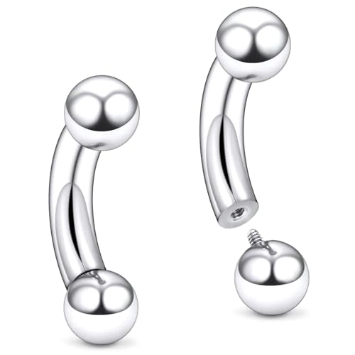 20G 18G 16G 14G 12G 8G 6G 4G 2G Astm F136 Titanium Internal Thread Eyebrow Piercing Jewelry Curved Barbell Vertical Labret Lip Daith Rook Earrings Navel Belly Button Ring Piercing Jewelry - style: 4G, 14MM Length, Ball
