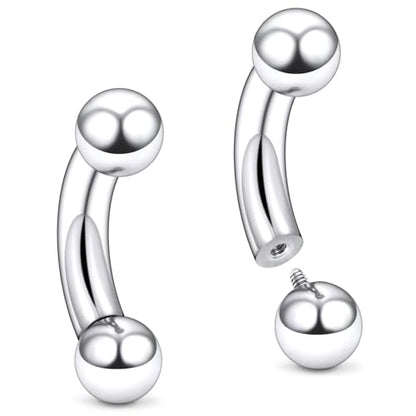 20G 18G 16G 14G 12G 8G 6G 4G 2G Astm F136 Titanium Internal Thread Eyebrow Piercing Jewelry Curved Barbell Vertical Labret Lip Daith Rook Earrings Navel Belly Button Ring Piercing Jewelry - style: 4G, 14MM Length, Ball