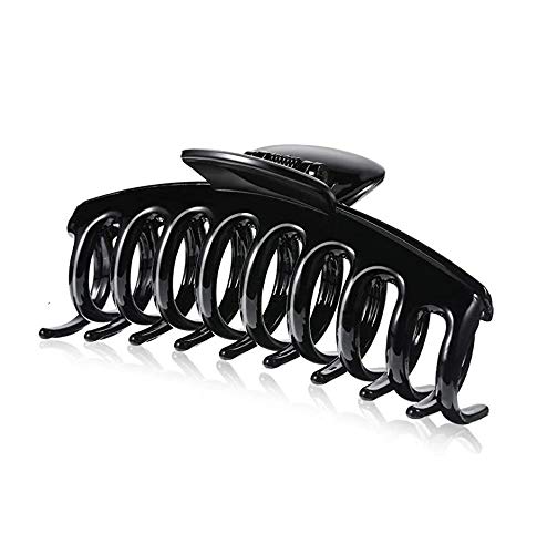 4.3" Jelly Color Hair Claw Clip-Acrylic Strong Holding Power Hair Clips Hairgrip for Women and Girls Hair Barrettes for Medium or Long Hair (A-Black) - color: A-Black