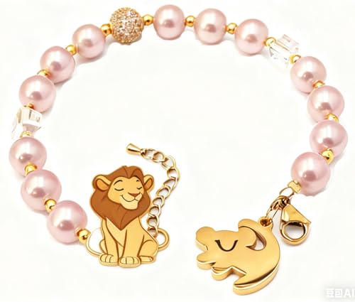 Lion Necklace Dainty Lion Lover Bracelet Earrings Animal Kingdom Gift Valentine's Jewelry - style: Purple-Pearl