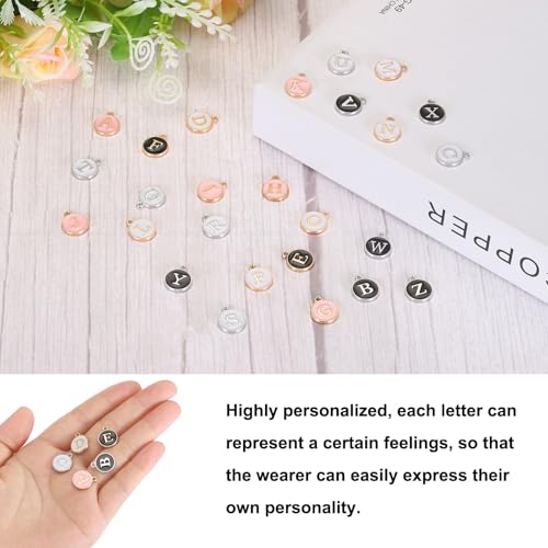 MECCANIXITY Pendants Letter Charm Initial Charm Double Sided Alphabet for DIY Necklace Bracelet Earrings Jewelry Making - style: B