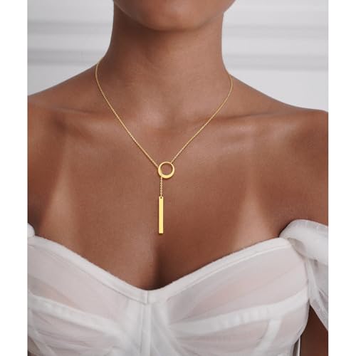 VIROMY Gold Long Y Necklaces for Women Trendy - Dainty Lariat Chain Drop Pendant Necklace for Women Gold Statement Jewelry - color: Y Necklace 01-Gold
