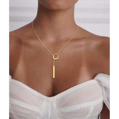 VIROMY Gold Long Y Necklaces for Women Trendy - Dainty Lariat Chain Drop Pendant Necklace for Women Gold Statement Jewelry - color: Y Necklace 01-Gold
