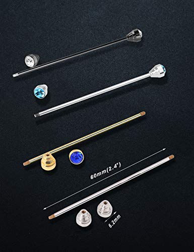 8PCS Men's Crystal Collar Bar Necktie Clasp Lapel Stick Brooch Shirt Collar Stay Cravat Tie Pin Stud Bar Clips Silver Gold Black Rose - color: Gold Silver Black Rose
