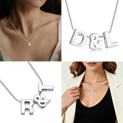 CANDYFANCY Initial Pendant 925 Sterling Silver Letters Personalized Alphabet Pendant Fit 1mm Box Chain - color: Alphabet S Pendant