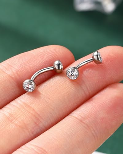Cute Titanium Rook Earrings 16g Silver Surgical Steel Rook Piercing Jewelry 6mm 8mm Eyebrow Rings Eyebrow Barbell Threaded Dainty Rook Bar Nickel Free - size: 6mm