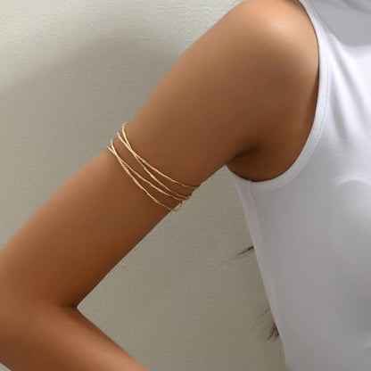 Harry and Henry Arm Cuff Gold Upper Arm Jewelry for Women Adjustable Open Cuff Bangle Bracelets Armband Jewelry Summer Outfits for Women 2026 - color: A:Gold Arm Cuff