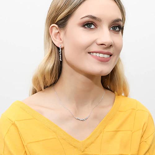 BERRICLE Sterling Silver CZ Cubic Zirconia Pendant Necklace for Women - Cluster, Graduated, Solitaire, Bar, Bubble, East-West Designs - style: Starburst Cascade