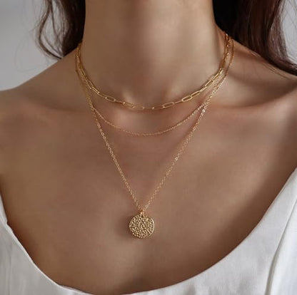 14K Gold Plated Layered Neckalce Set for Women Stack Small CZ Teardrop Pendant Neckalce Trendy Dainty Choker Chain Neckalce Drop Simple Thin Accessories Jewelry Gift