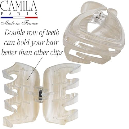 Camila Paris CP3627 French Octopus Hair Clip, 2.5" Small Claw Clips for Thick Hair, Girl Octopus Claw Clip for Women, Strong No-Slip Grip, Wide Jaw Clips for Women, Made in France - color: Beige 2.5"
