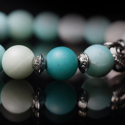 Tigranes Premium Natural Stone Bracelet Collection – Handmade Gemstone Jewelry in Luxury Branded Gift Box - style: Amazonte Beads 10mm