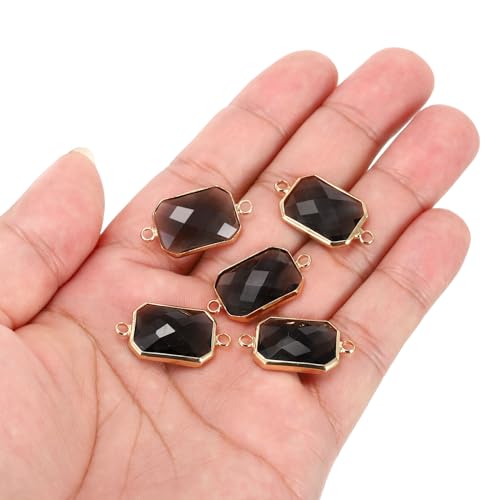 PATIKIL Birthstone Connector Link, Diamond Clear Charm Links, Glass Jewelry Findings Crystal Bead Link for Drop Dangle Pendants Necklace Bracelet Earring - color: Gray