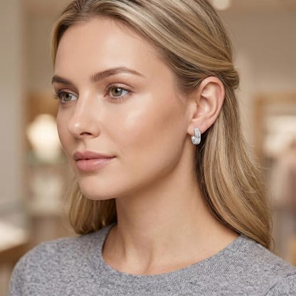 14K Gold Earrings for Women Gold Filigree/Celtic Huggie Earrings Jewelry Easter Mothers Day Gifts for Mom Girlfriend - style: White-B