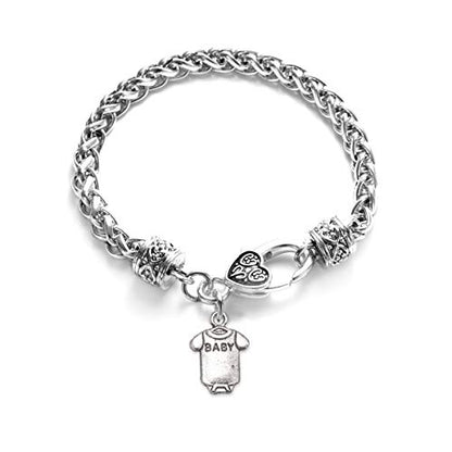 Silver Customized Charm Bracelet with Cubic Zirconia Jewelry - style: Baby Onesie