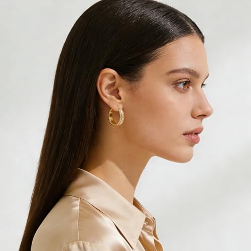 Two Tone Silver and Gold Plated Hoop Earrings for Women Mixed Metal Hypoallergenic Statement Valentines Jewelry Gifts - style: Silver & Gold