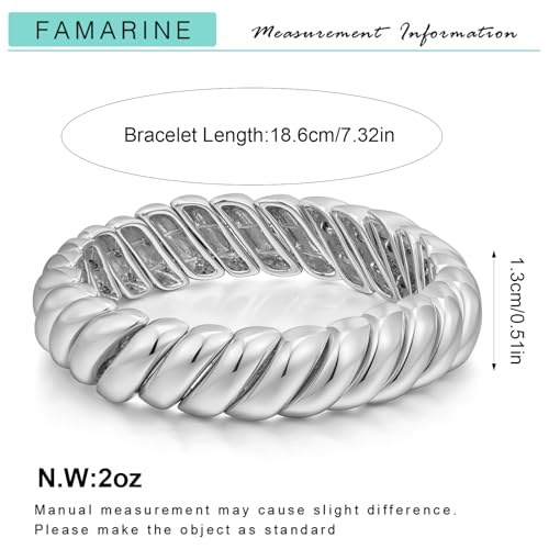 FAMARINE Gold Silver Chunky Bangle Bracelet for Women Men - style: Style A silver
