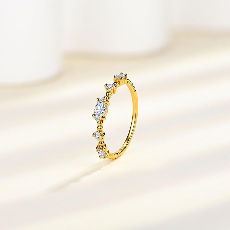 S925 Sterling Silver Marquise & Round Cut Diamond Dainty Interwoven Eternity Bands For Women | D-color VVS2 Excellent Cut |Promise Rings for Her