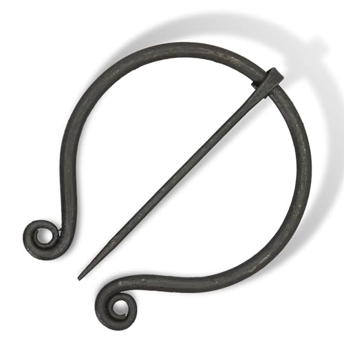 Armory Replicas™ Hand-Forged Viking & Celtic Cloak Pin Brooch – Medieval Fibula for Costumes, Reenactments, Cosplay & Historical Dress Accessories - style: Simple Swirl Ring
