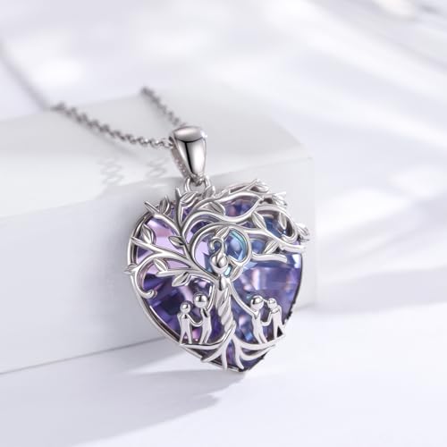 925 Sterling Silver Necklace Gifts for Women Crystal/Opal Jewelry Pendant Christmas Birthday Gift - style: 4 Children