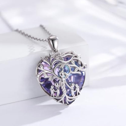 925 Sterling Silver Necklace Gifts for Women Crystal/Opal Jewelry Pendant Christmas Birthday Gift - style: 4 Children