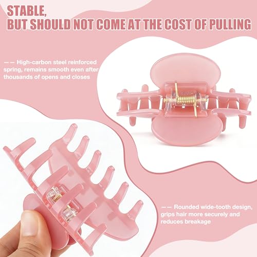 Pink Hair Clips Womens Big Claw Clip Nonslip for Thick Hair 4in | Large Celluloid Butterfly Jaw Clips, Trendy Blue Claw Clips Strong Hold, Jumbo French Hair Clip for Thick Hair - color: Pink Claw Clip