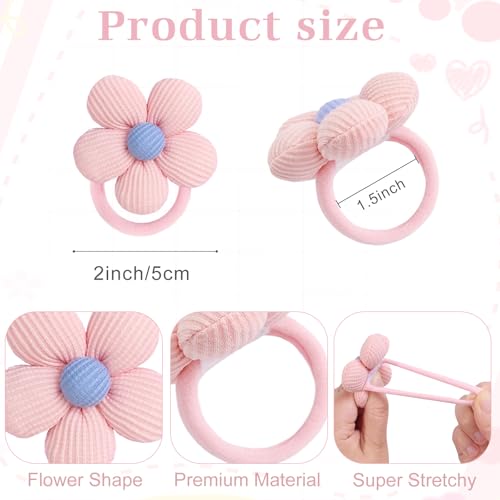 CÉLLOT 10PCS Flower Hair Ties,4cm Diameter Seamless Nylon Bands for Girls | Normal Ponytail Holders | for Women & Children(Pink,Purple,Beige,Green,Blue) - color: 10pcs-A