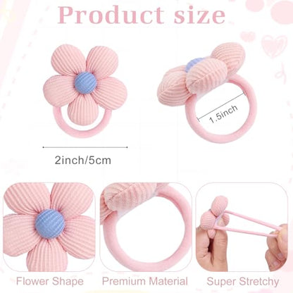 CÉLLOT 10PCS Flower Hair Ties,4cm Diameter Seamless Nylon Bands for Girls | Normal Ponytail Holders | for Women & Children(Pink,Purple,Beige,Green,Blue) - color: 10pcs-A