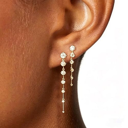 Gold Statement Earrings For Women, 14K Gold Plated Textured Geometric Drop Earrings - Hypoallergenic Stainless Steel Statement Earrings for Women, Waterproof Fan-Shaped Dangle Earrings for Beach & Daily Wear - color: A-2 pair gold YE01GL-A