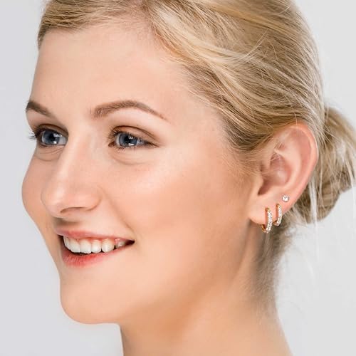 Surgical Steel Small Gold Huggie Hoop Earrings for Women Hypoallergenic - color: D-14k Gold Plated