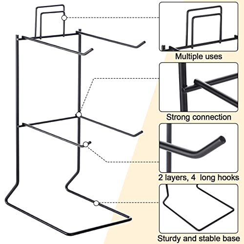 Coume 2 Pcs Jewelry Necklace Display Stand Metal Retail Counter Display Stand for Necklace Bracelets, Earrings, Ring, Keys, Watches(Black) - color: Black