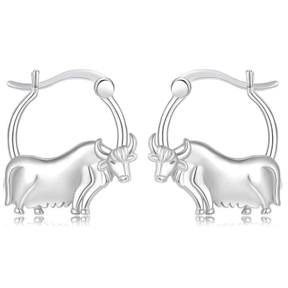 LES OSEWA Dog Animal Earrings Sterling Silver Animal Heart Hoop Dangle Earrings Cute Jewelry Gifts for Women - color: Highland Cow