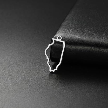 kkjoy 5Pcs Hollow Continents Maps of USA Pendant Charms for Jewelry Making and Crafting, Stainless Steel Mini Charm Craft Supplies Accessories for DIY Bracelet Necklace Earrings - color: Hollow Illinois Map - Silver