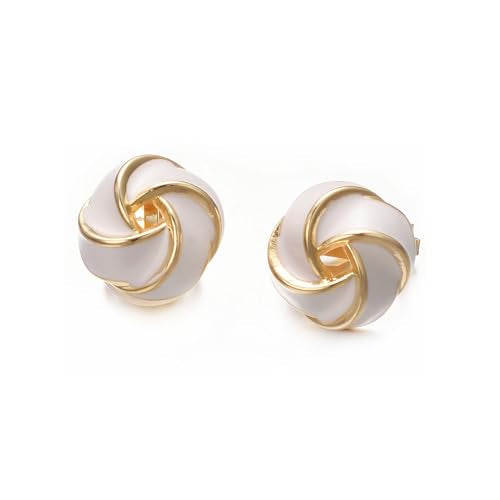 Yoursfs Knot Multicolor Clip on Earrings For Women Silver and gold Plated Large Non Pierced Floral Earrings - style: White four knot ear clip